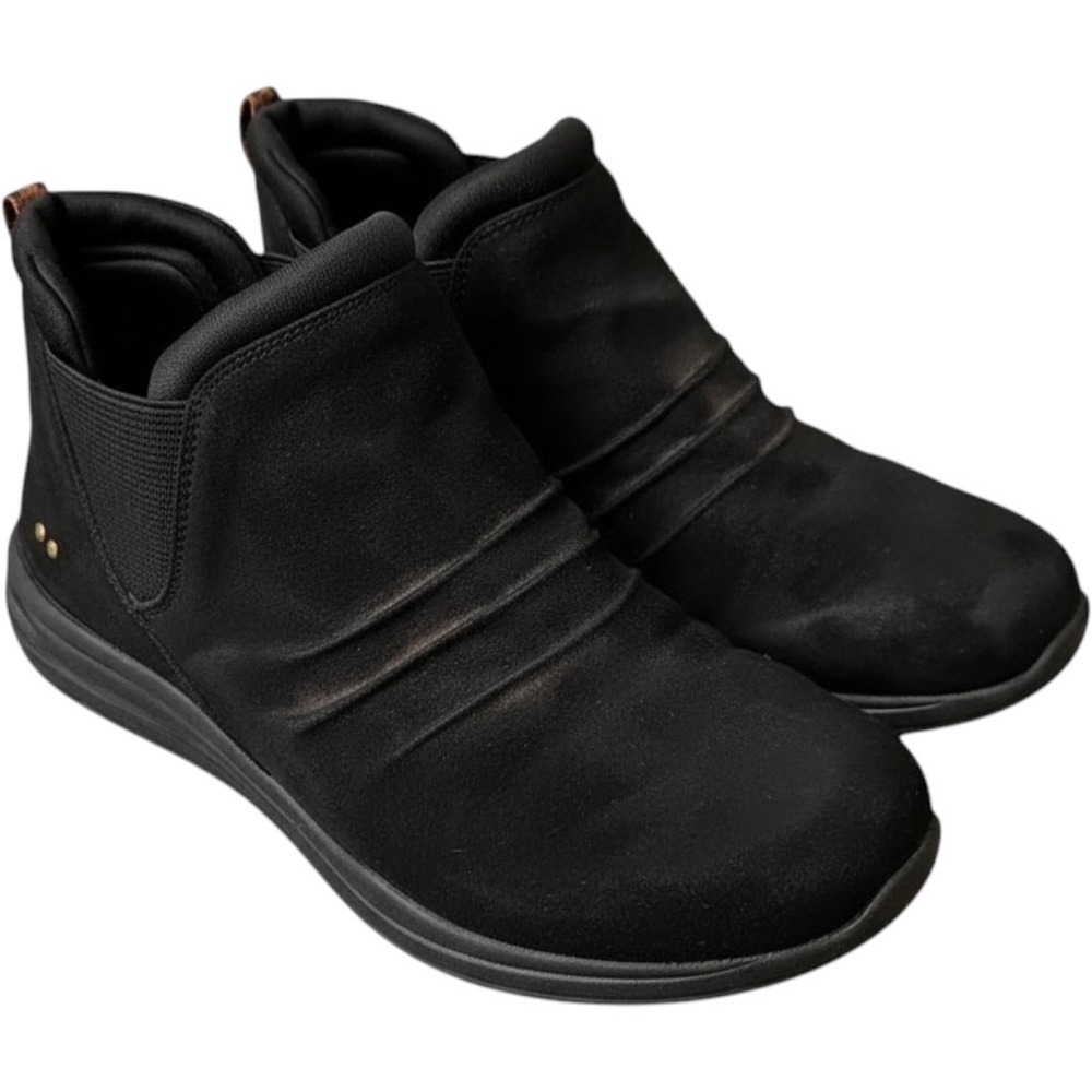 Ryka Echo Knit Black Ankle Boots Leopard Trim Slip On Comfort Booties Womens 9.5